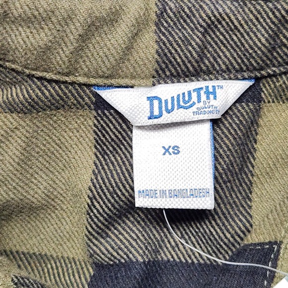 Duluth Trading Womens Folklore Flannel Duster Dress Green Buffalo Plaid XS NEW - Picture 4 of 8